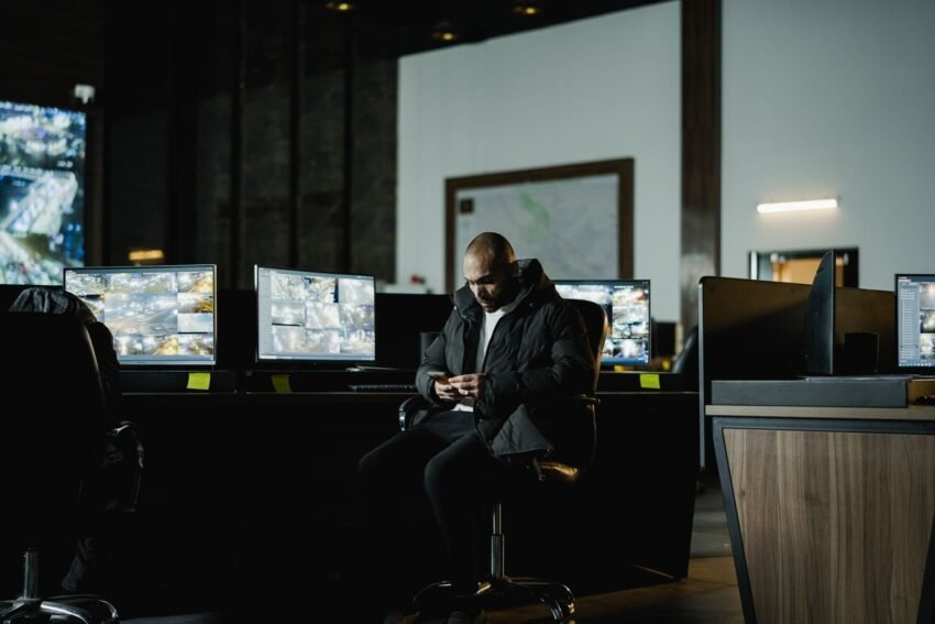 security operations center video surveillance monitors
