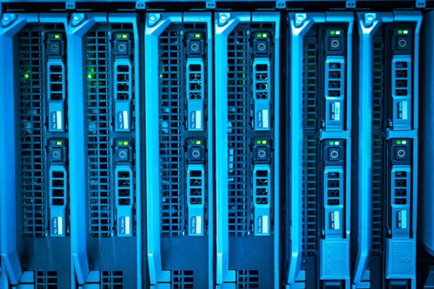 Illuminated enterprise server racks in a data center