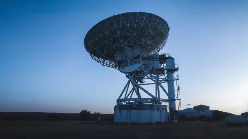 satellite communications ground station antenna landscape